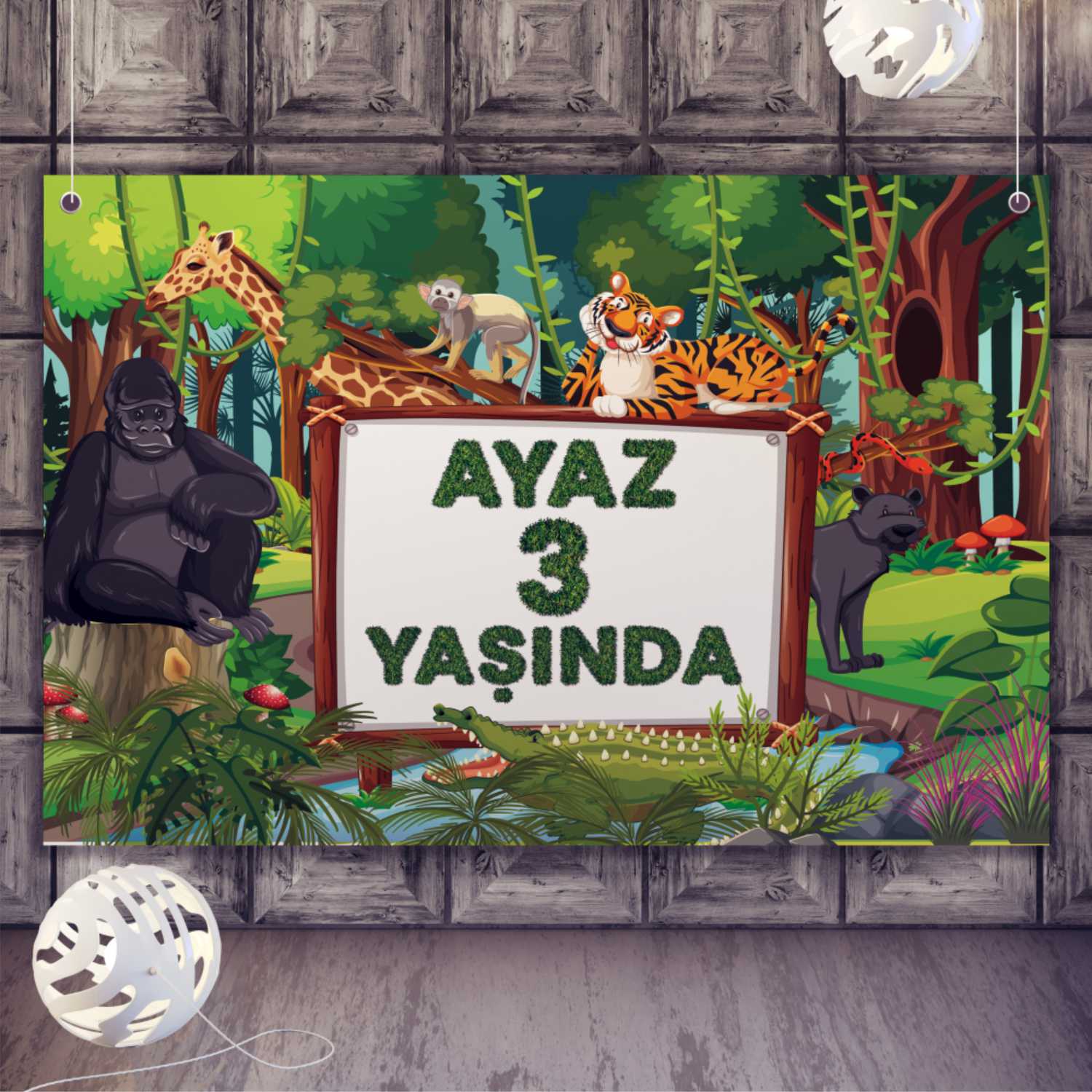 Orman Hayvanları Temalı Doğum Günü Afişi