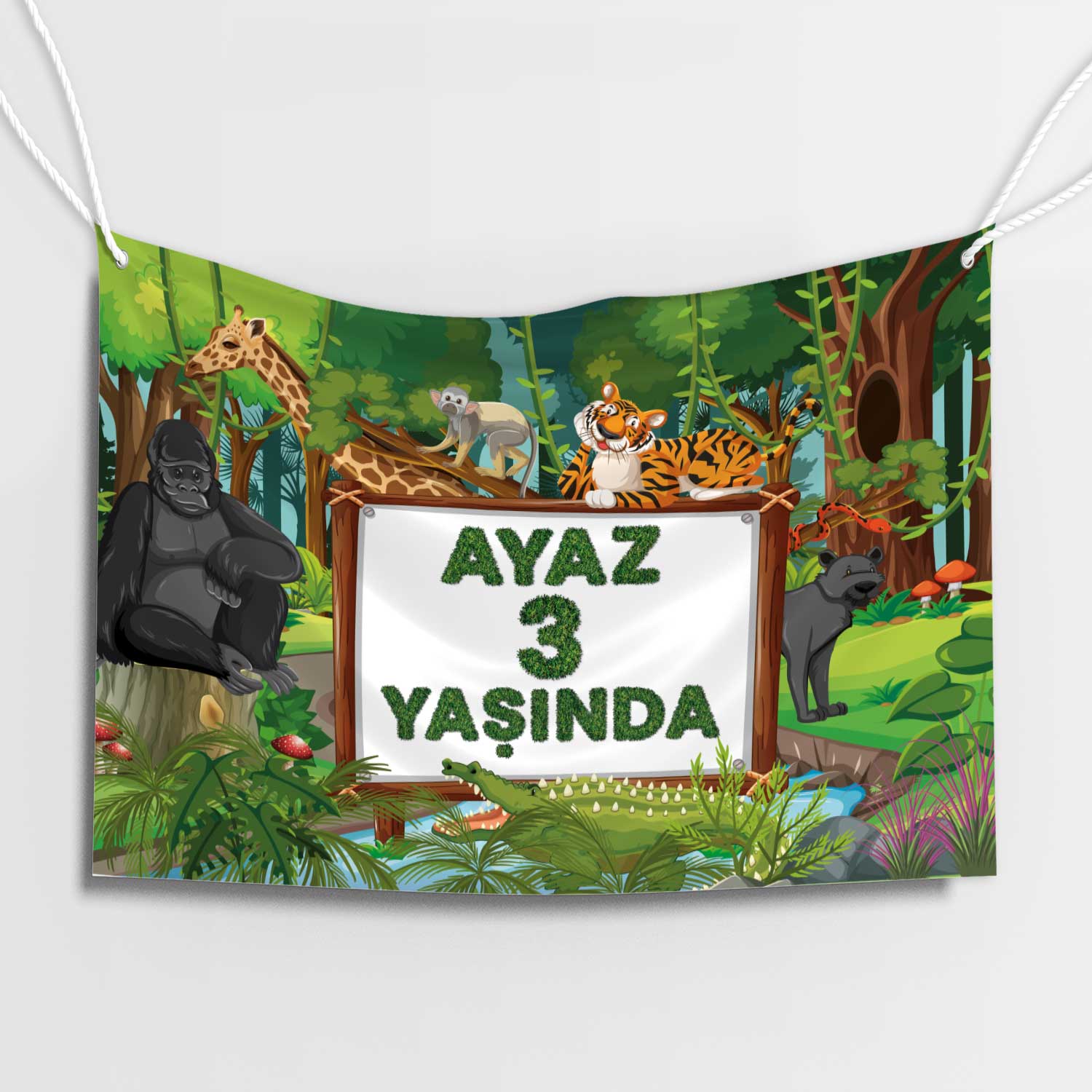 Vahşi Dostlar Orman Temalı Doğum Günü Afişi