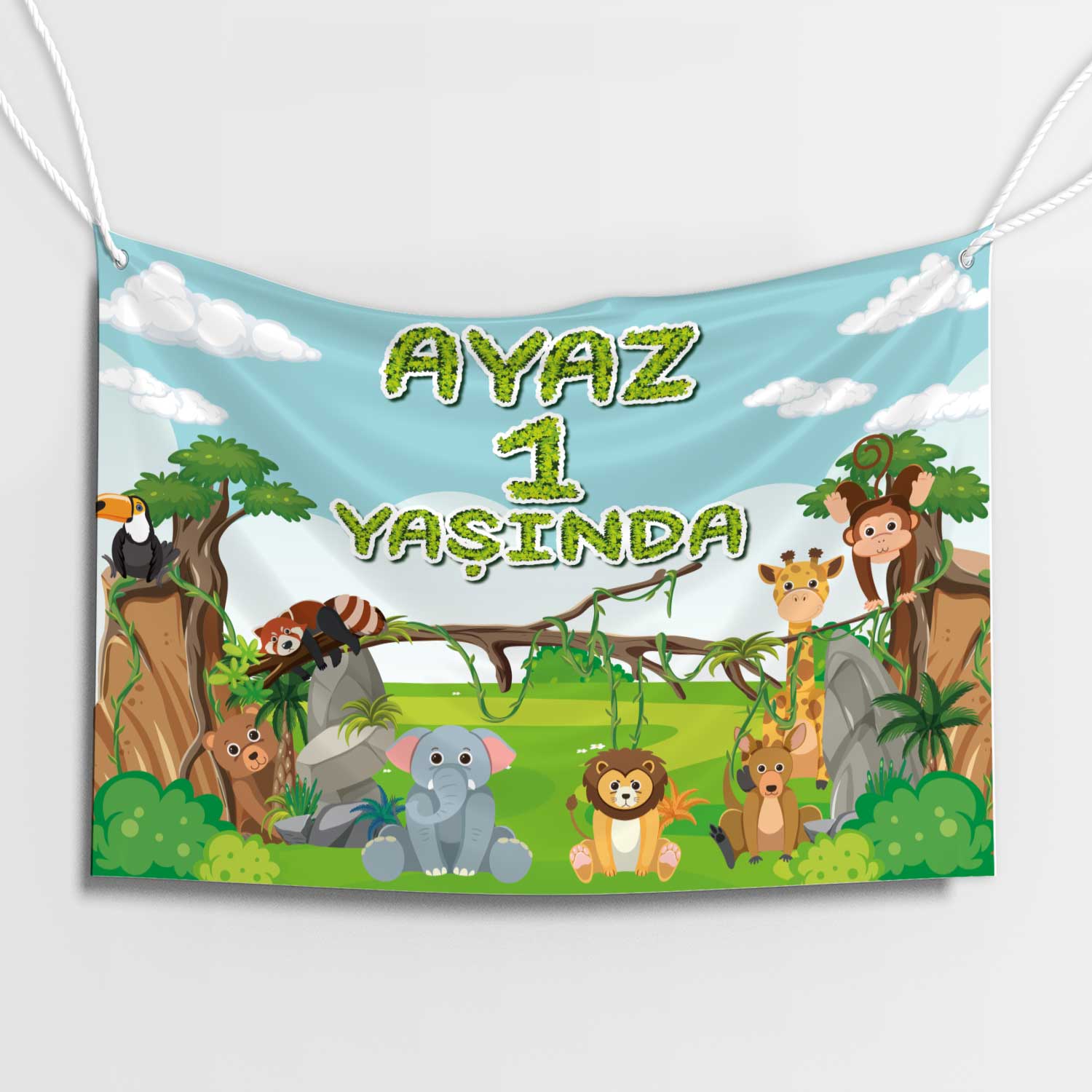 Tropik Hayvanlar Aslan Doğum Günü Afişi