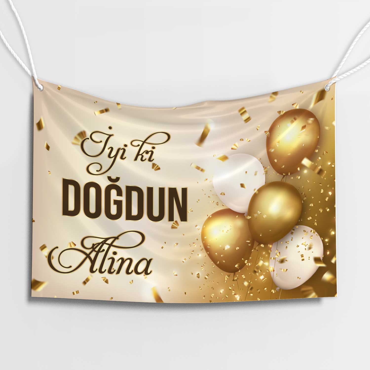 İyi Ki Doğdun Gold Yazılı Doğum Günü Afişi