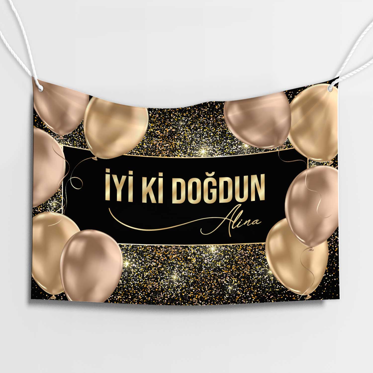 Krem Işıltı Doğum Günü Afişi