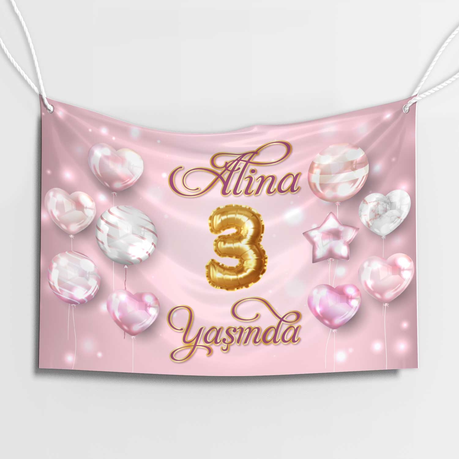 Krem Altın Çerçeve Doğum Günü Afişi