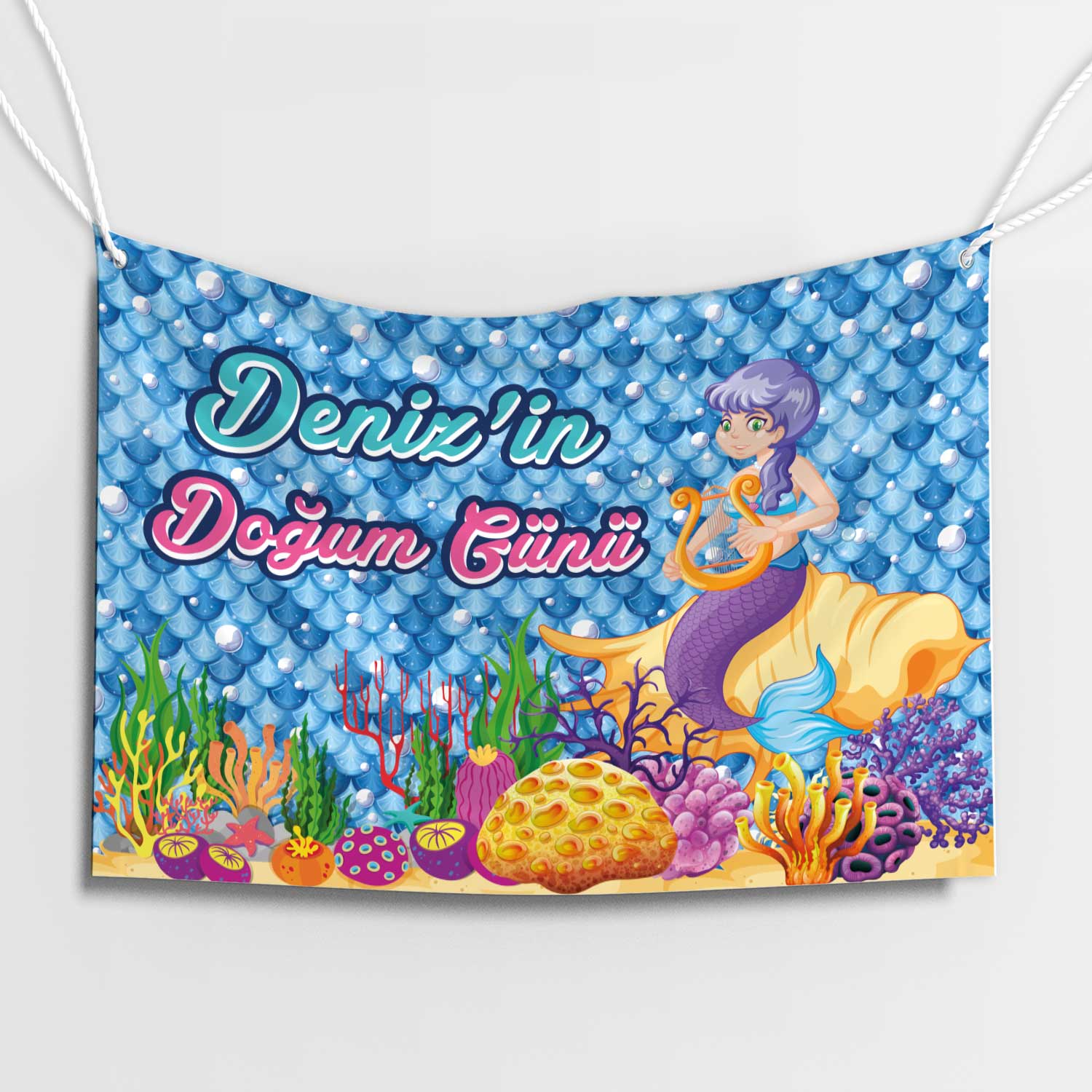 Deniz Kızı Mercan Bahçesi Doğum Günü Afişi