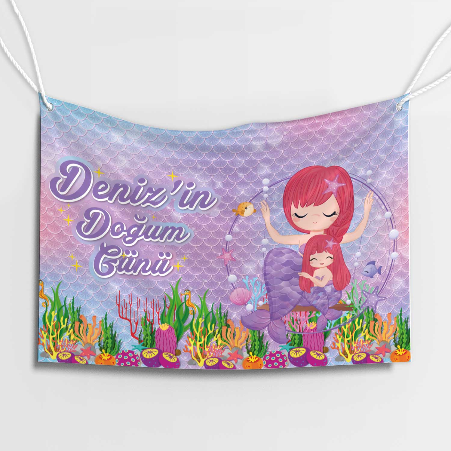 Mor Deniz Kızı Doğum Günü Afişi