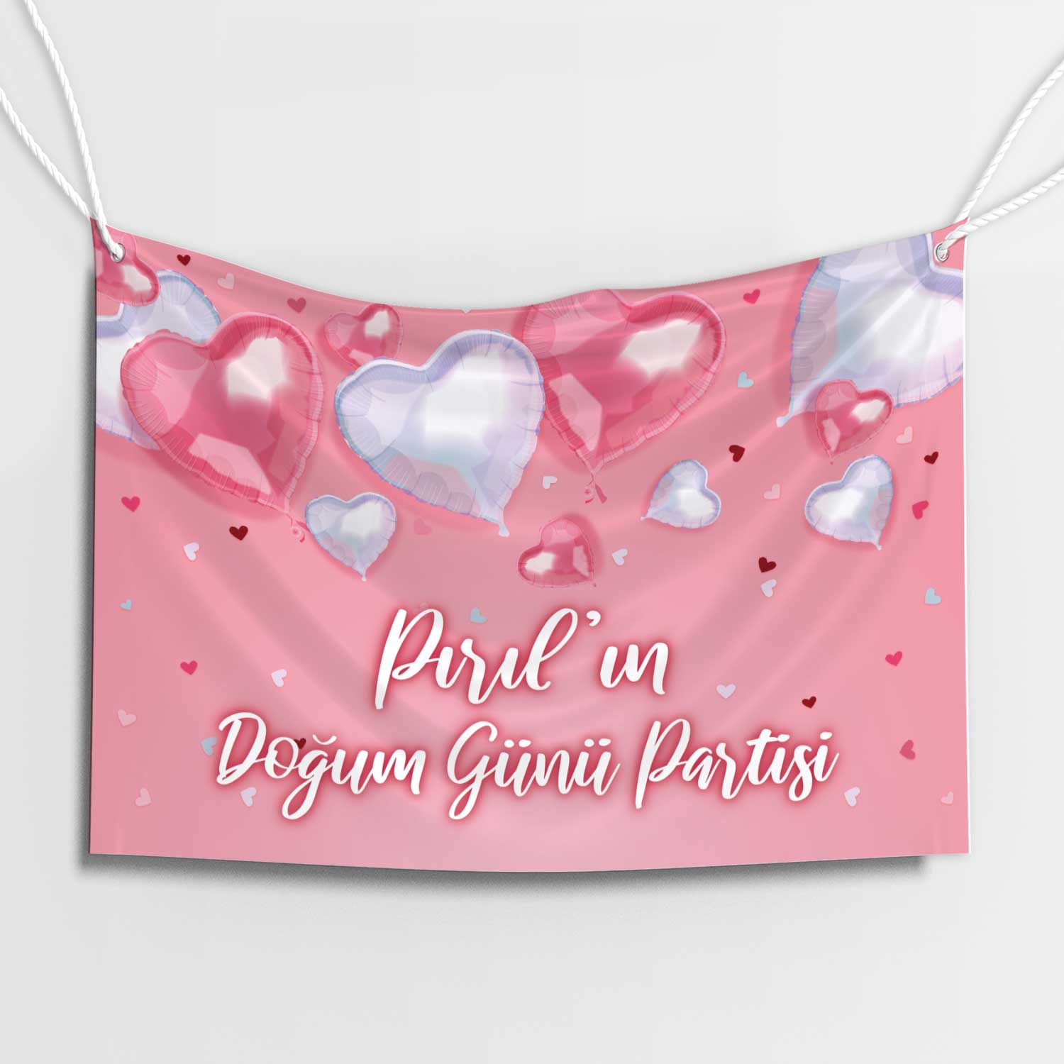 Pembe Kalp Doğum Günü Afişi