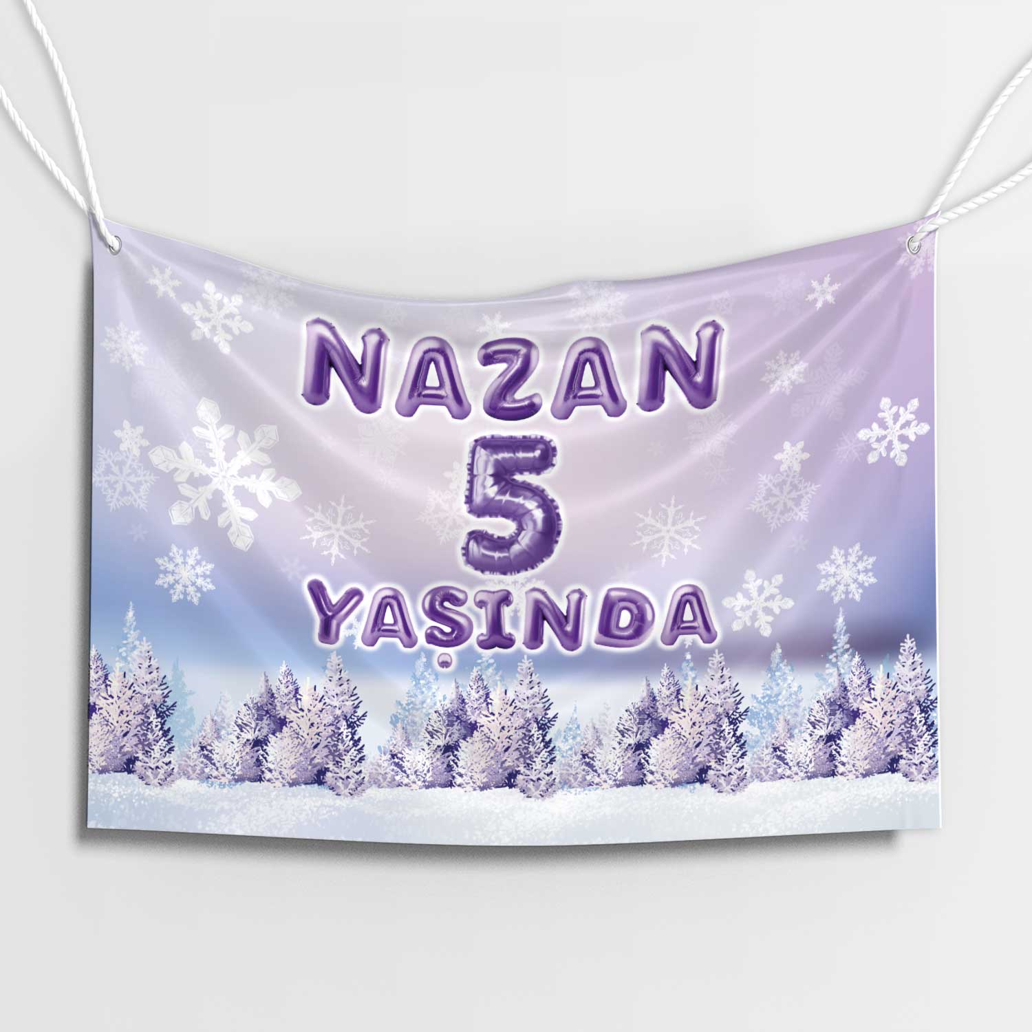 Lila Parıltı Yıldızlı Doğum Günü Afişi