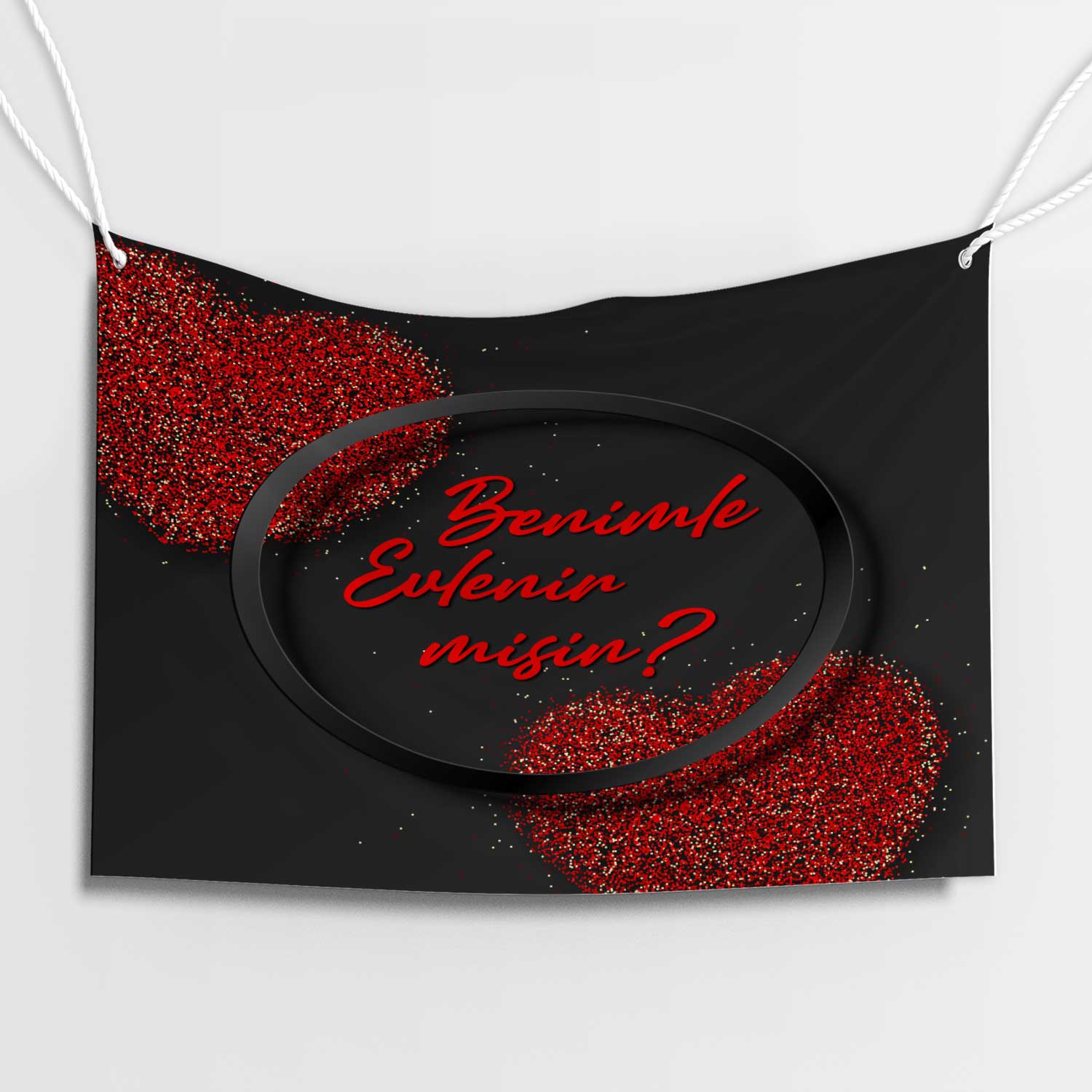 Siyah Kırmızı Kalpli Afiş