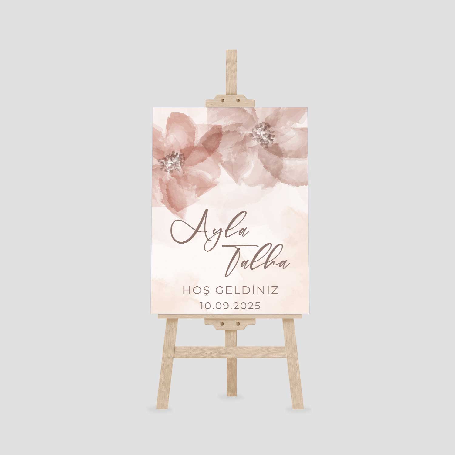 Pudra Çiçek Taçlı Karşılama Panosu