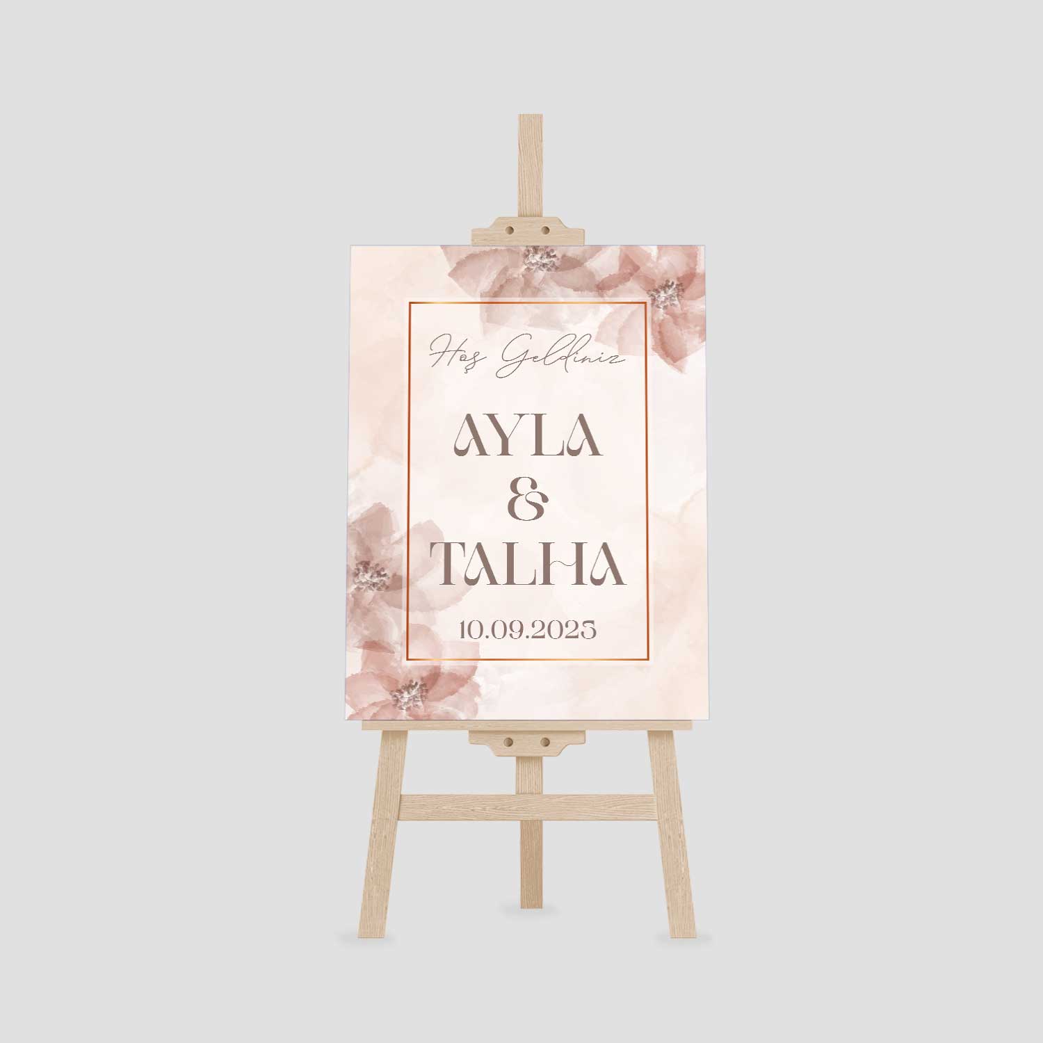 Vintage Pembe Gül Karşılama Panosu