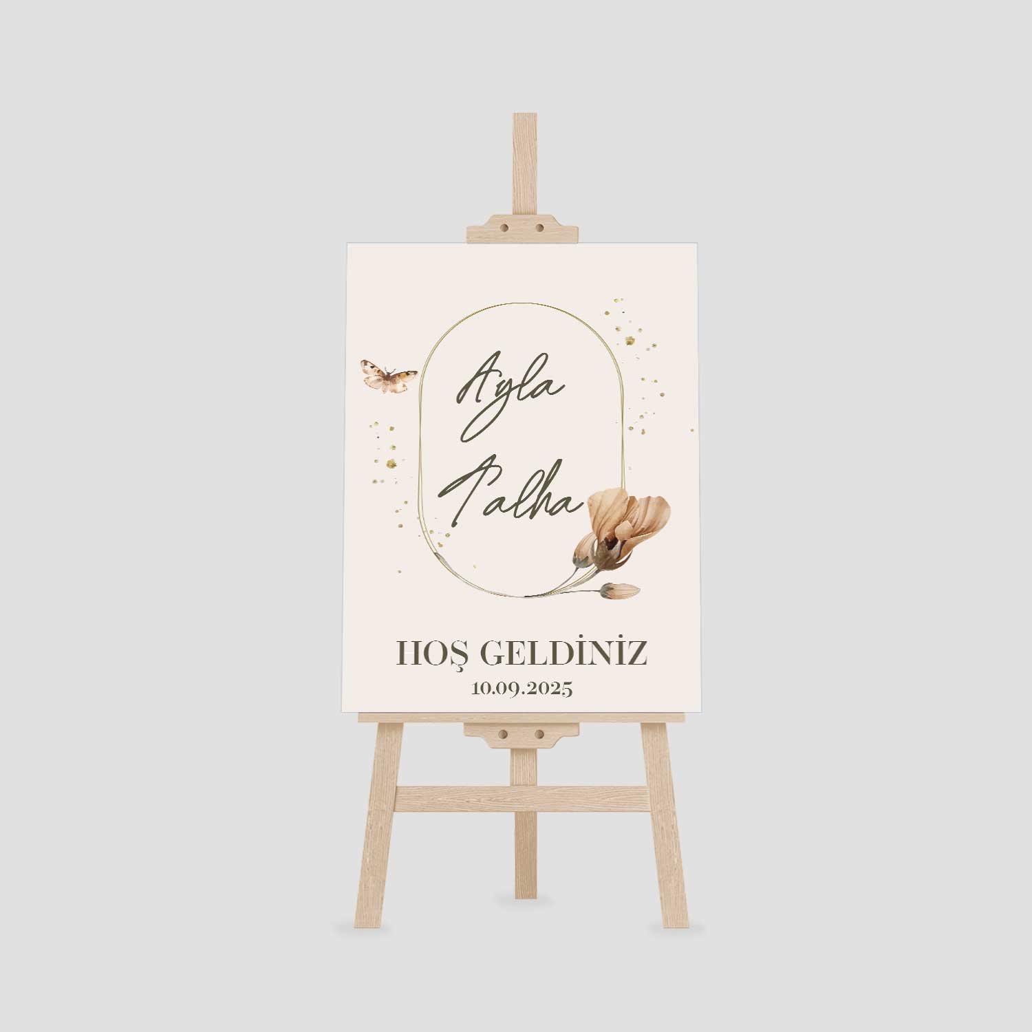 Krem Gold İnce Çerçeve Karşılama Panosu